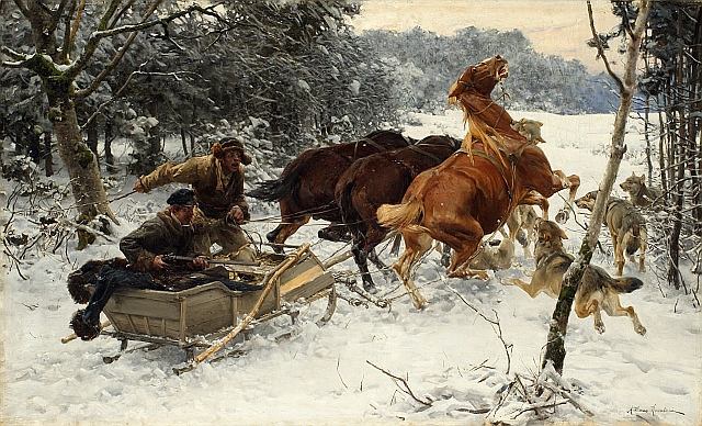 Alfred Wierusz-Kowalski Napad wilków